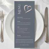 Modern elegant blauw met roze hart tafel menu