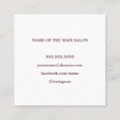 Modern Elegant Blauw Roos Goud Haar Stylist Vierkante Visitekaartje (Achterkant)