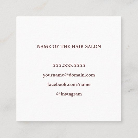 Modern Elegant Blauw Roos Goud Haar Stylist Vierkante Visitekaartje (Achterkant)