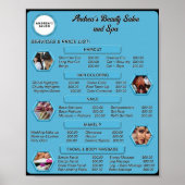 Modern Elegant Blauw Salon Logo & Prijzenlijst Poster (Voorkant)