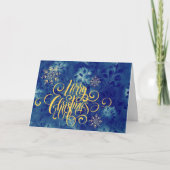 Modern Elegant Blauw Vrolijk Kerstmisbedrijf Feestdagen Kaart (Voorkant)