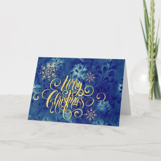 Modern Elegant Blauw Vrolijk Kerstmisbedrijf Feestdagen Kaart (Voorkant)