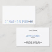 Modern Elegant blauw-wit minimalistische Sjabloon Visitekaartje (Voorkant / Achterkant)