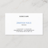 Modern Elegant blauw-wit minimalistische Sjabloon Visitekaartje (Achterkant)