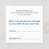 Modern Elegant Blauw Wit Schoonheid Aanbevelingskaartje (Achterkant)