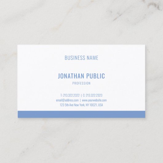 Modern Elegant Blauw Wit Sjabloon Professioneel Visitekaartje (Achterkant)