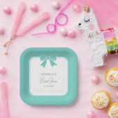 Modern Elegant Blauwgroen Blue Bow Ribbon Vrijgeze Papieren Bordje (Feest)