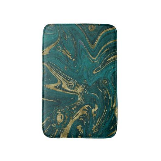 Modern Elegant Blauwgroen Green & Gold Marble Swir Badmat (Voorkant Verticaal)