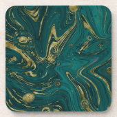 Modern Elegant Blauwgroen Green & Gold Marble Swir Bier Onderzetter (Voorkant)