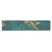 Modern Elegant Blauwgroen Green & Gold Marble Swir Korte Tafelloper (Horizontaal)