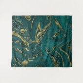 Modern Elegant Blauwgroen Green & Gold Marble Swir Wandkleed (Voorkant (horizontaal))