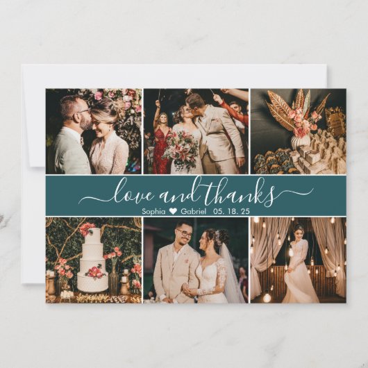 Modern Elegant Blauwgroen Green Typografie Photo C Bedankkaart (Voorkant)