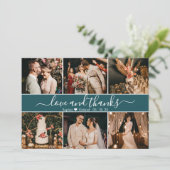 Modern Elegant Blauwgroen Green Typografie Photo C Bedankkaart (Staand voorkant)