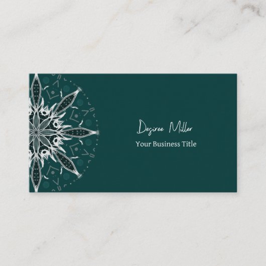 Modern Elegant Blauwgroen Green White Bohemian Man Visitekaartje (Voorkant)