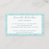 Modern Elegant Blauwgroen Groen Wit Visitekaartje (Achterkant)