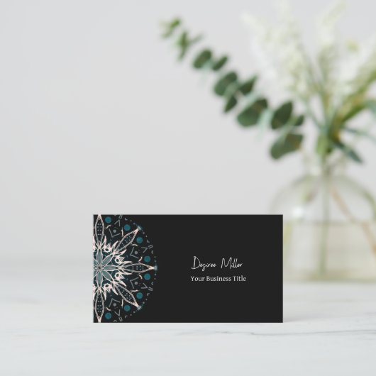 Modern Elegant Blauwgroen Groen Zwart Bohemian Man Visitekaartje (Staand voorkant)