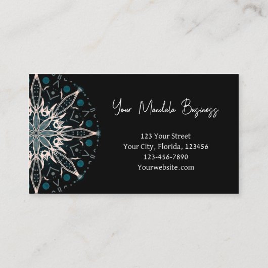 Modern Elegant Blauwgroen Groen Zwart Bohemian Man Visitekaartje (Achterkant)