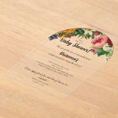 Modern Elegant Bloemen Boeket Baby shower Acryl Uitnodigingen (Laagn)