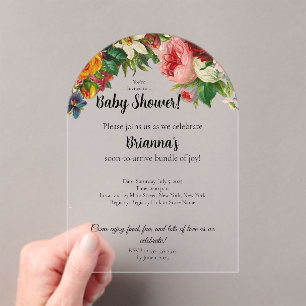 Modern Elegant Bloemen Boeket Baby shower Acryl Uitnodigingen