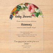 Modern Elegant Bloemen Boeket Baby shower Acryl Uitnodigingen (Voorkant)
