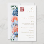 Modern Elegant Bloemen Chinese bruiloft menu Kaart (Voorkant)