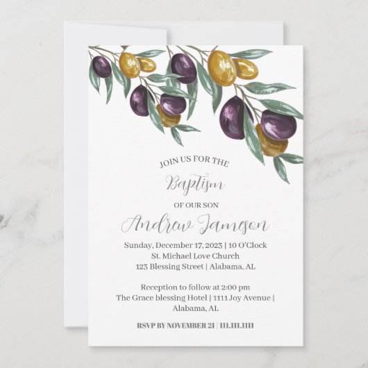 Modern Elegant Bloemen Christelijk Kruis | Doop Kaart (Voorkant)