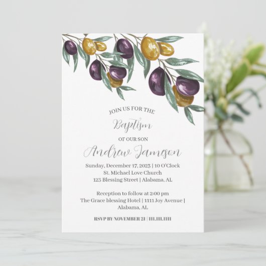 Modern Elegant Bloemen Christelijk Kruis | Doop Kaart (Staand voorkant)