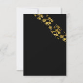 Modern Elegant Bloemen Goud Zwart Pensioenfeest Bedankkaart (Achterkant)