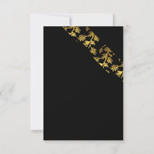 Modern Elegant Bloemen Goud Zwart Pensioenfeest Bedankkaart (Achterkant)