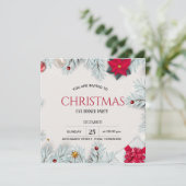 Modern Elegant Bloemen Kerst Party Square Kaart (Staand voorkant)