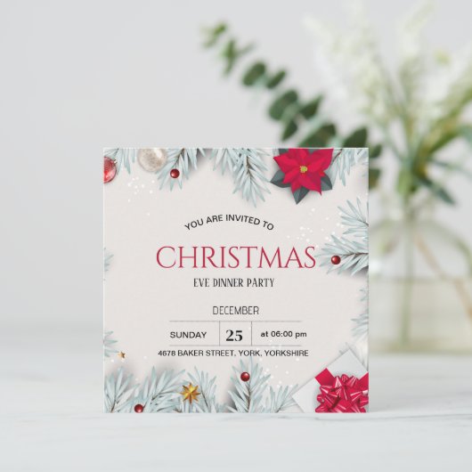 Modern Elegant Bloemen Kerst Party Square Kaart (Staand voorkant)