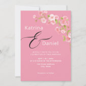 Modern Elegant Bloemen Roze Bruiloft Kaart (Voorkant)