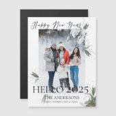 Modern Elegant Bloemen Script Gelukkig Nieuwjaar 2 (Voorkant / Achterkant)