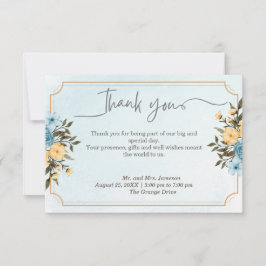 Modern Elegant Bloemen Waterverf Groen Bruiloft Bedankkaart