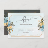 Modern Elegant Bloemen Waterverf Groen Bruiloft RSVP Kaartje (Voorkant / Achterkant)