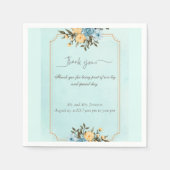 Modern Elegant Bloemen Waterverf Groen Bruiloft Servet (Voorkant)