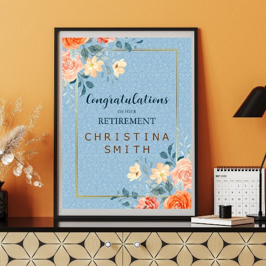 Modern Elegant Bloemen Waterverf Pensioen Partij Poster