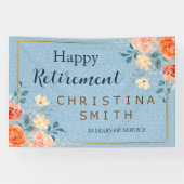 Modern Elegant Bloemen Waterverf Pensioen Partij Spandoek (Horizontaal)