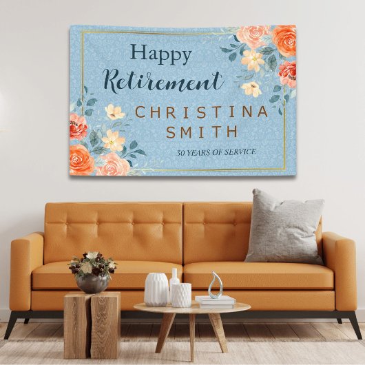 Modern Elegant Bloemen Waterverf Pensioen Partij Spandoek