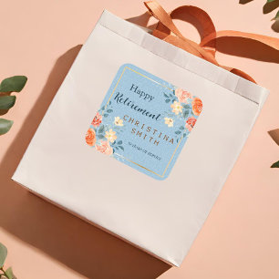 Modern Elegant Bloemen Waterverf Pensioen Partij Vierkante Sticker