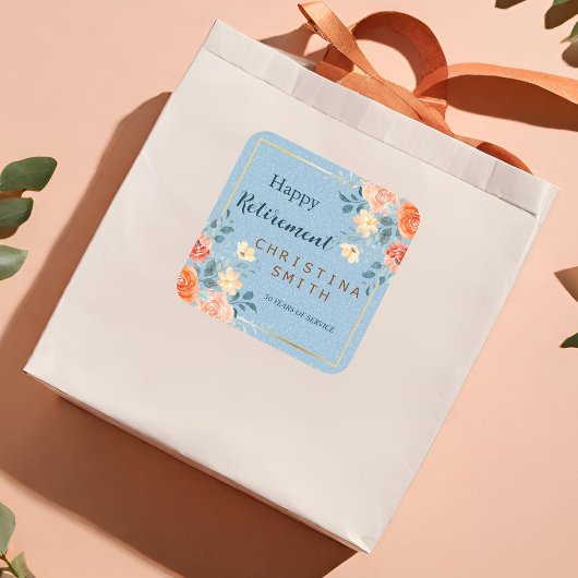 Modern Elegant Bloemen Waterverf Pensioen Partij Vierkante Sticker