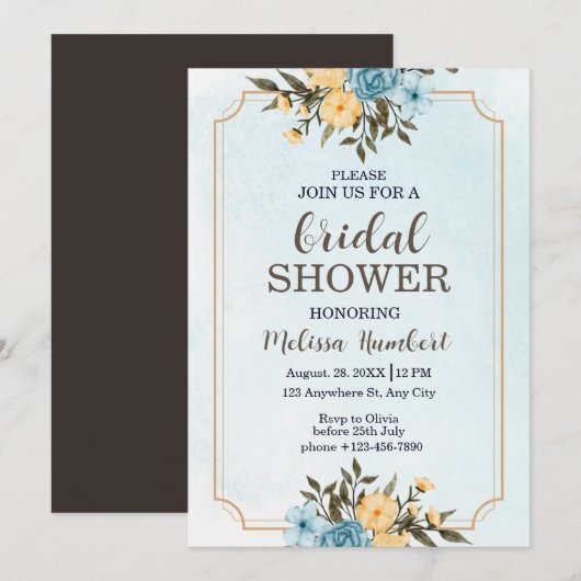 Modern Elegant Bloemen Waterverf Vrijgezellenfeest Kaart (Voorkant / Achterkant)