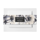 Modern Elegant Bloemen Zwart Bruiloft Uitnodigingen Wikkel (Voorkant Voorbeeld)