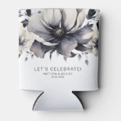 Modern Elegant Bloemen Zwart Wit Bruiloft Blikjeskoeler (Voorkant)