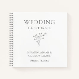 Modern elegant bloemenboeket bruiloft gastenboek notitieboek