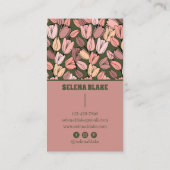 Modern elegant bloemenpatroon | Verticaal ontwerp  Visitekaartje (Achterkant)