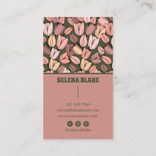 Modern elegant bloemenpatroon | Verticaal ontwerp  Visitekaartje (Achterkant)