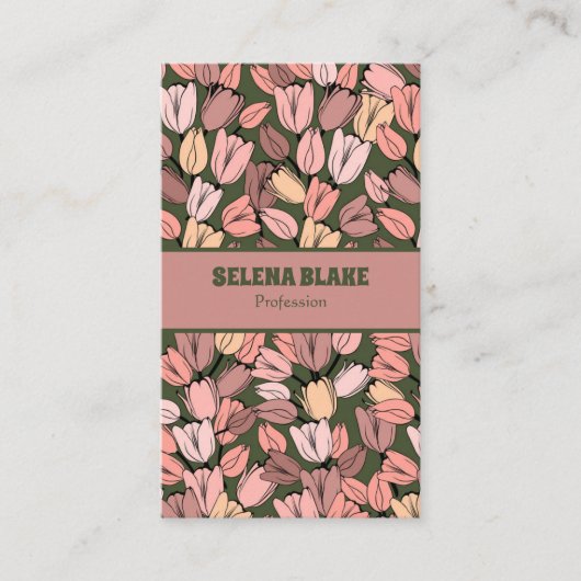 Modern elegant bloemenpatroon | Verticaal ontwerp Visitekaartje (Voorkant)