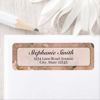 Modern Elegant Bloemenroze gepersonaliseerd Etiket