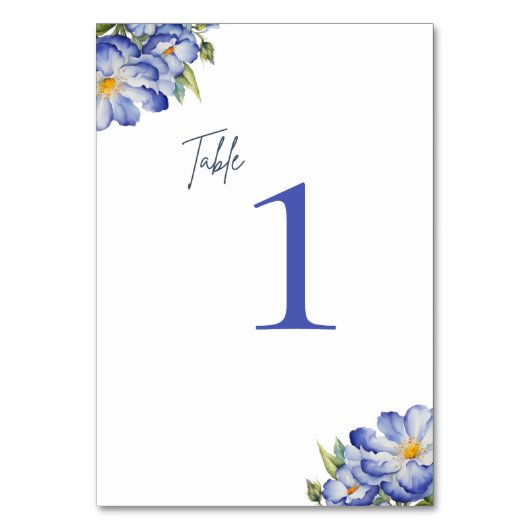 Modern Elegant Bloementafel Top Nummer Teken Kaart (Voorkant)